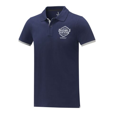Werbeartikel Morgan Polo für Herren, zweifarbig – navy – S – mit Logo bedruckt