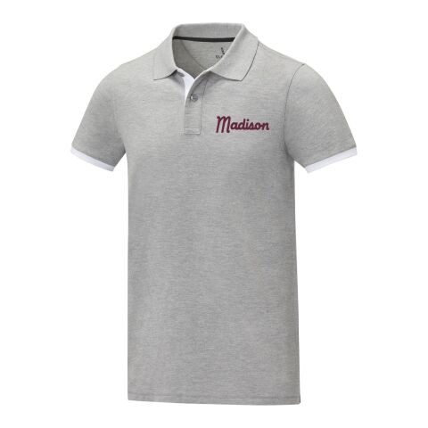 Werbeartikel Morgan Polo für Herren, zweifarbig – heather grau – S – mit Logo bedruckt