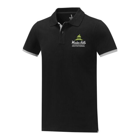 Werbeartikel Morgan Polo für Herren, zweifarbig – schwarz – XL – mit Logo bedruckt