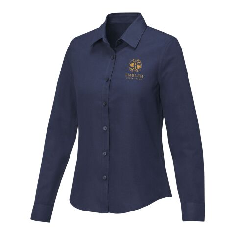 Werbeartikel Pollux Damen Shirt mit langen Ärmeln – navy – XS – mit Logo bedruckt