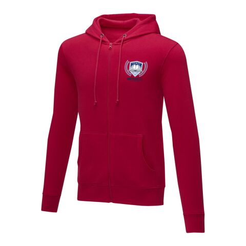 Werbeartikel Theron Hoodie mit Reißverschluss für Herren – rot – S – mit Logo bedruckt