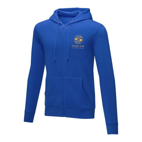 Werbeartikel Theron Hoodie mit Reißverschluss für Herren – blau – XS – mit Logo bedruckt