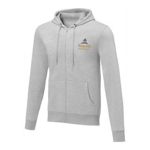 Werbeartikel Theron Hoodie mit Reißverschluss für Herren – heather grau – S – mit Logo bedruckt