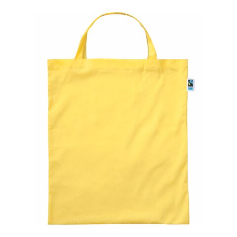 Fairtrade-Baumwolltasche kurze Henkel gelb | ohne Werbeanbringung | ohne Werbeanbringung