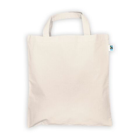 Fairtrade-Baumwolltasche kurze Henkel beige | ohne Werbeanbringung | ohne Werbeanbringung