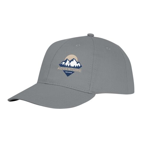 Werbeartikel Ares Cap 6-Segment-Basecap 100% Twill Baumwolle 175g/m² strukturierte Front gestickte Ösen Klettverschluss – grau – Cap / Kappe mit Logo