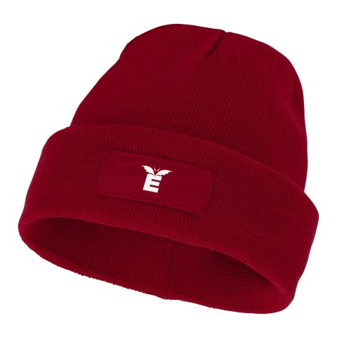 Werbeartikel Boreas Mütze mit Aufnäher – rot – mit Logo bedruckt