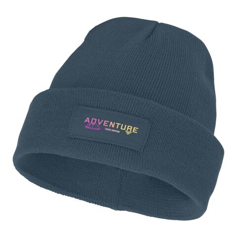 Werbeartikel Boreas Mütze mit Aufnäher – Hale Blue – Mütze / Beanie mit Logo bedruckt