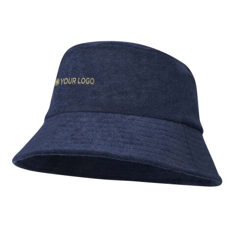 Werbeartikel Melo GRS-recycelter Sonnenhut aus Frottee – navy – Hut mit Logo bedruckt