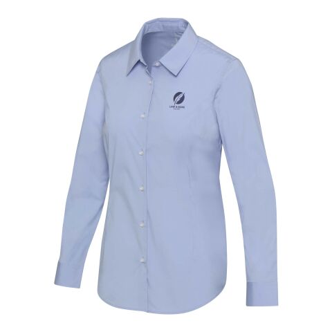 Werbeartikel Carnelian Popeline Bluse – hellblau – XL – mit Logo bedruckt