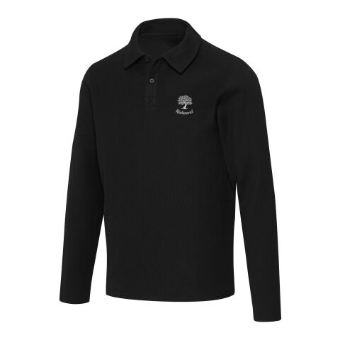 Werbeartikel Apollo Langarm Poloshirt Unisex – schwarz – XXL – mit Logo bedruckt