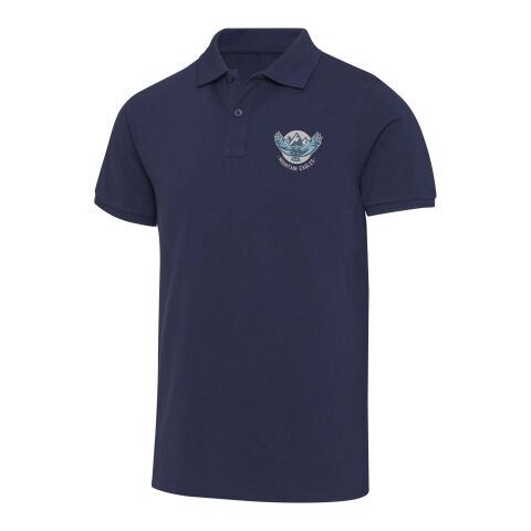 Werbeartikel Beryl Kurzärmeliges Poloshirt aus 220 g/m² Bio-Recyclingmaterial (OCS), unisex – navy – L – mit Logo bedruckt