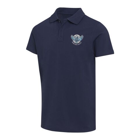 Werbeartikel Graphite Kurzärmeliges Poloshirt aus 180 g/m² Bio Baumwolle (OCS), unisex – navy – L – mit Logo bedruckt