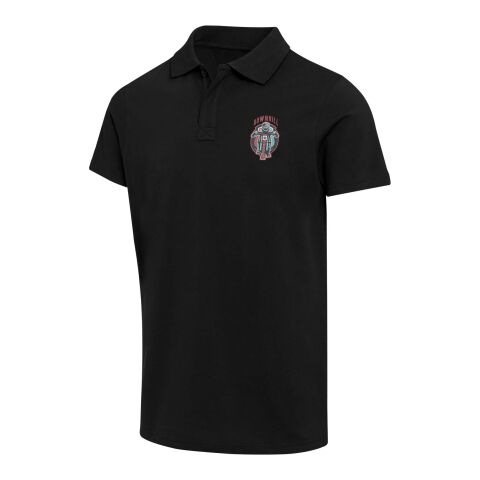 Werbeartikel Graphite Kurzärmeliges Poloshirt aus 180 g/m² Bio Baumwolle (OCS), unisex – schwarz – S – mit Logo bedruckt