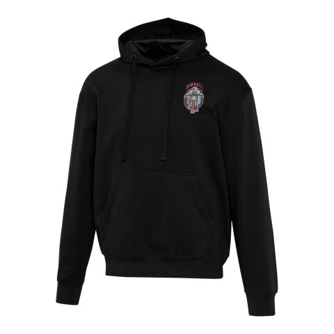 Werbeartikel Boris Kapuzenpullover in Übergröße aus recycelter 280 g/m2 Bio Baumwolle (OCS), unisex – schwarz – 3XL – mit Logo bedruckt