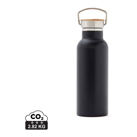 Mitarbeitergeschenk Thermosflasche VINGA Miles – schwarz – mit Werbedruck 500ml Edelstahl-Trinkflasche nachhaltiges Business-Präsent