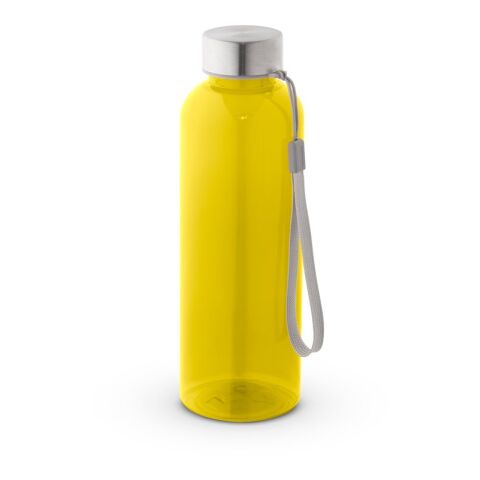 Werbeartikel ENDERS M. Trinkflasche (600ml) aus recyceltem PET (100% rPET) mit glänzender transluzenter Oberfläche – Gelb – mit Logo bedruckt