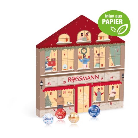 Adventskalender Weihnachtshaus "Exklusiv" mit Lindt Minis, Inlay aus Papier