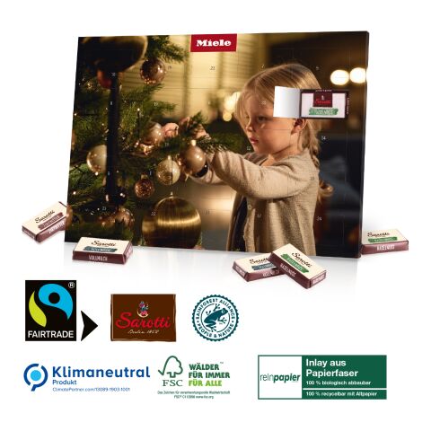 Tisch-Adventskalender mit Fairtrade-Kakao Organic, Klimaneutral, FSC® 4C Digital-/Offsetdruck