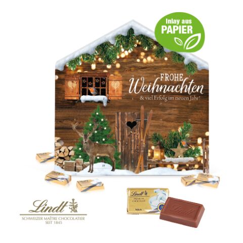 Adventskalender Weihnachtshaus &quot;Exklusiv&quot; Mit Lindt Schokolade bunt | 4C Digital-/Offsetdruck