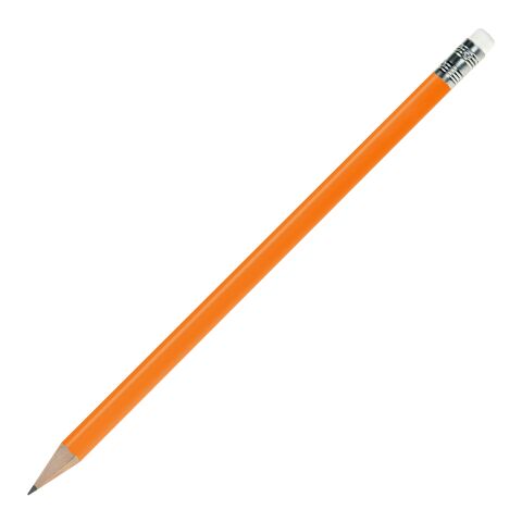 Streuartikel Bleistift 18,5 cm – orange-weiß – mit Logo bedruckt, FSC zertifiziert, mit Radierer, Mine HB, gespitzt, für den Büroalltag