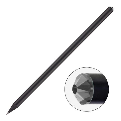 Werbeartikel Bleistift mit original Preciosa-Kristall – schwarz-anthrazit – mit Logo bedruckt