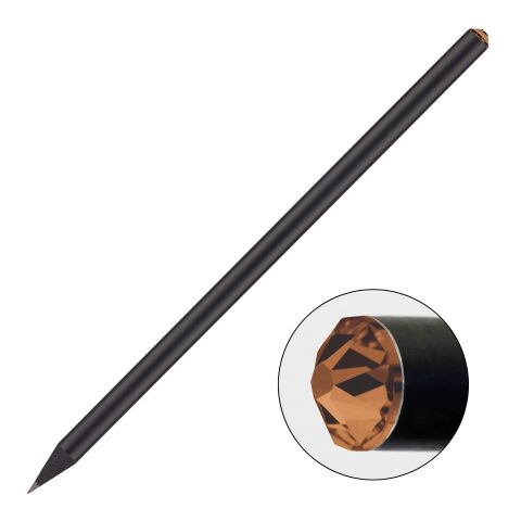 Streuartikel Bleistift mit Preciosa-Kristall – schwarz-braun – mit Logo bedruckt, 17,7 cm, FSC zertifiziert, HB, für den Büroalltag