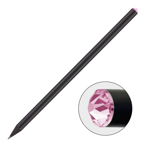 Werbeartikel Bleistift Preciosa-Kristall – schwarz – mit Logo bedruckt, FSC zertifiziert, HB, gespitzt, 17,7 cm für den Büroalltag