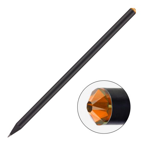Werbeartikel Bleistift mit Preciosa-Kristall – schwarz – mit Logo bedruckt, 17,7 cm, gespitzt, FSC zertifiziert, HB, für den Büroalltag