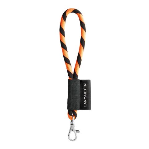 Werbeartikel Lanyard Tube Short Set. Standardmodelle | Schwarz-Orange | mit Logo bedrucken