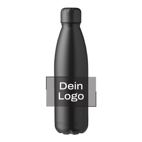 Werbeartikel Einwandige Edelstahlflasche (700 ml) Makayla | schwarz | mit Logo bedrucken