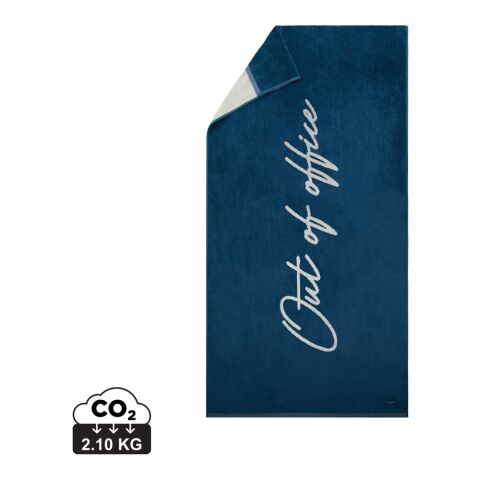 Werbeartikel VINGA Liegestuhl-Tuch – blau-weiß – mit Logo bedruckt