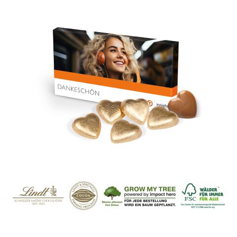 Präsentbox mit Lindt Schokoherzen bunt | 4C Digital-/Offsetdruck