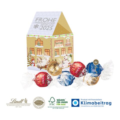 3D Präsent Haus mit Lindor Pralines, Klimaneutral, FSC® 