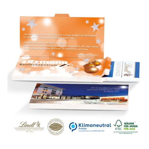 Grußkarte mit Schokoladentafel von Lindt „Excellence“, Klimaneutral, FSC® 4C Digital-/Offsetdruck