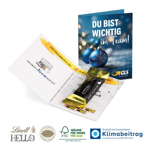 Werbe-Klappkarte mit süßer Füllung bunt | 4C Digital-/Offsetdruck | Lindt HELLO Mini