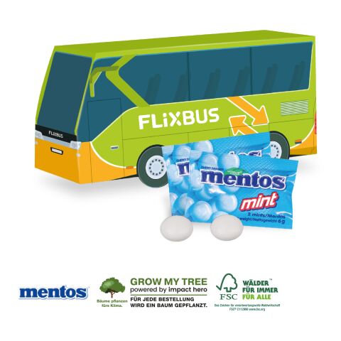3D Präsent „Bus” bunt | 4C Digital-/Offsetdruck | Mentos Mint