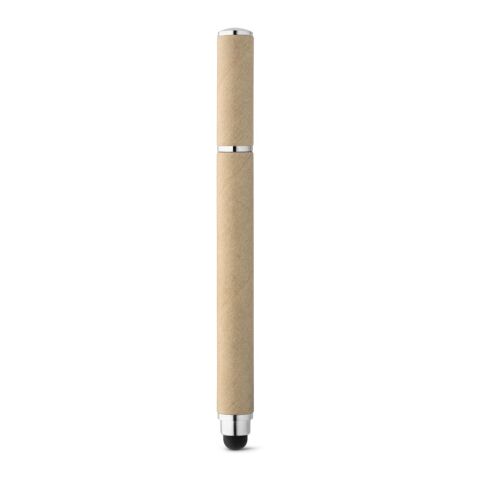 Werbeartikel PAPYRUS. Kugelschreiber aus Kraftpapier und ABS mit Touchpen-Spitze – Natur – mit Logo bedruckt