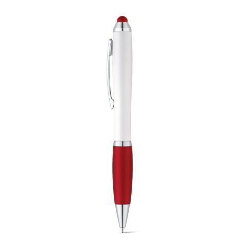 Werbeartikel SANS Drehkugelschreiber – rot – mit Logo bedruckt, mit Touchpad-Spitze, ø11x135mm, für den Büroalltag
