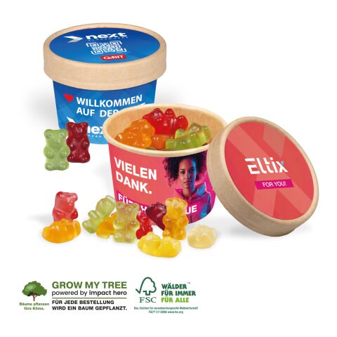 Werbe Fruchtgummi Paperbox Mit Einleger Und Banderole bunt | 4C Digital-/Offsetdruck