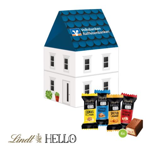 3D Präsent "Haus" mit Lindt Lindor Pralinés bunt | ohne Werbeanbringung | Lindt HELLO Mini