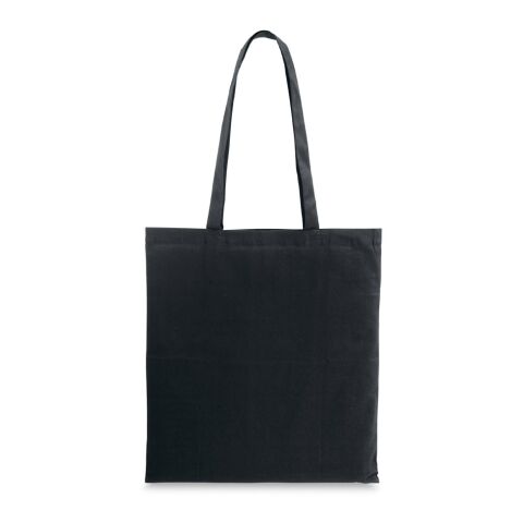 Werbeartikel CAIRO. Tragetasche aus recycelter Baumwolle (70%) und polyester (30% rPET) (180 g/m²) – schwarz – mit Logo bedruckt