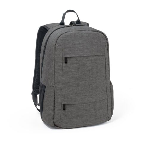 Mitarbeitergeschenk Rucksack BUSINESS – dunkelgrau – mit Logodruck 18L 300D rPET 15.6Zoll Laptopfach nachhaltiger Begleiter CSR-Promotion