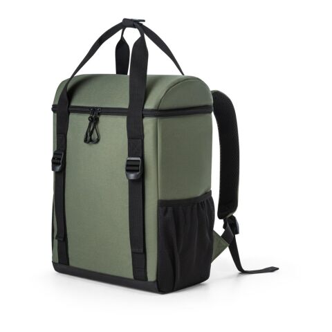 Werbeartikel ROMA L. Gepolsterter Thermorucksack aus recyceltem Polyester 600D Ripstop 16 L – Dunkelgrün – mit Logo bedruckt