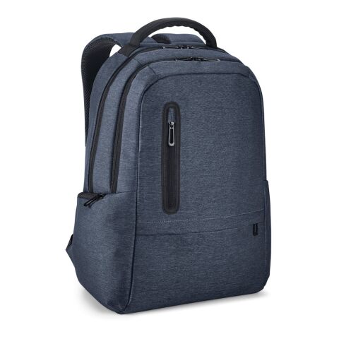 Werbeartikel Laptoprucksack RE-BOSTON – blau – mit Logo bedruckt nachhaltig für 17 Zoll Notebooks für das Mitarbeiter-Onboarding
