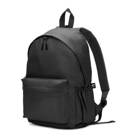 ROSARIO. Klassischer Rucksack mit zeitlosem Design aus recyceltem 600D Polyester schwarz | ohne Werbeanbringung | Nicht verfügbar | Nicht verfügbar | Nicht verfügbar