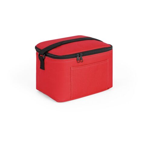 Werbeartikel CANCUN. Kühltasche aus recyceltem 600D-Polyester mit verstellbarem Gurtband 7 L – Rot – mit Logo bedruckt