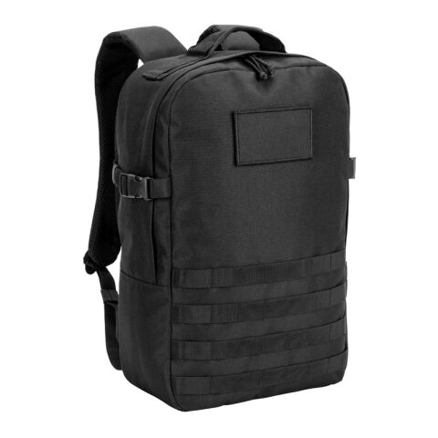 EDINBURGH BPACK. Rucksack im Militärstil aus 600D HD recyceltem Polyester und Innenfutter aus 210D recyceltem Polyester 17.3“ Schwarz | ohne Werbeanbringung
