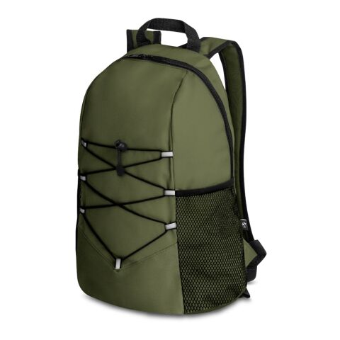 Werbeartikel TURIM. Rucksack aus 600D recyceltes Polyester – Dunkelgrün – mit Logo bedruckt