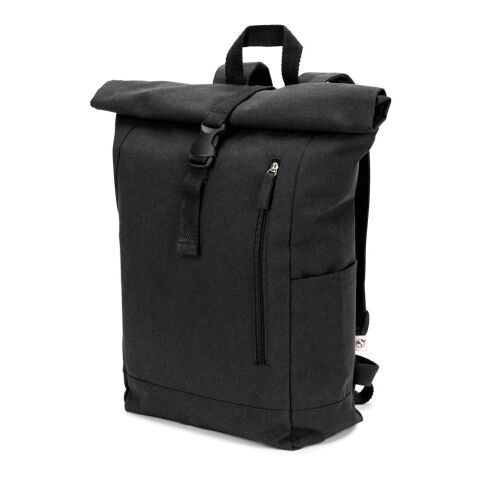 SAINT. Roll-Top-Rucksack aus recyceltem Baumwolle und recyceltem Polyester (380 g/m²) schwarz